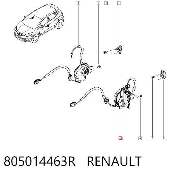 Zamek drzwi przednich lewych 805014463R Renault (RVI)