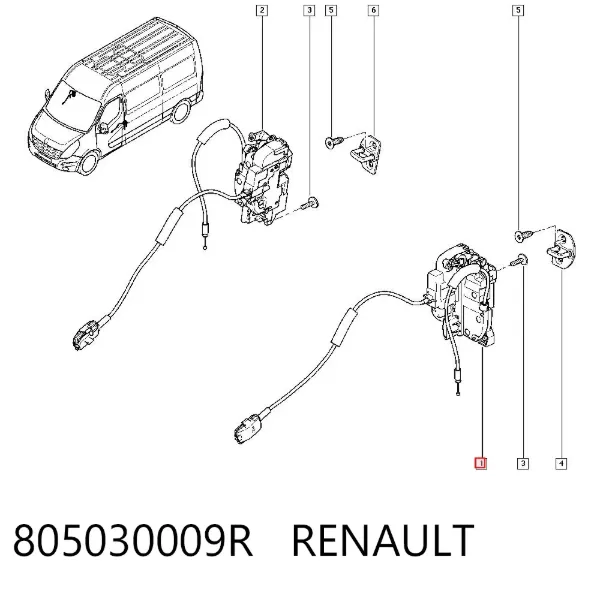 Zamek drzwi przednich lewych 805030009R Renault (RVI)