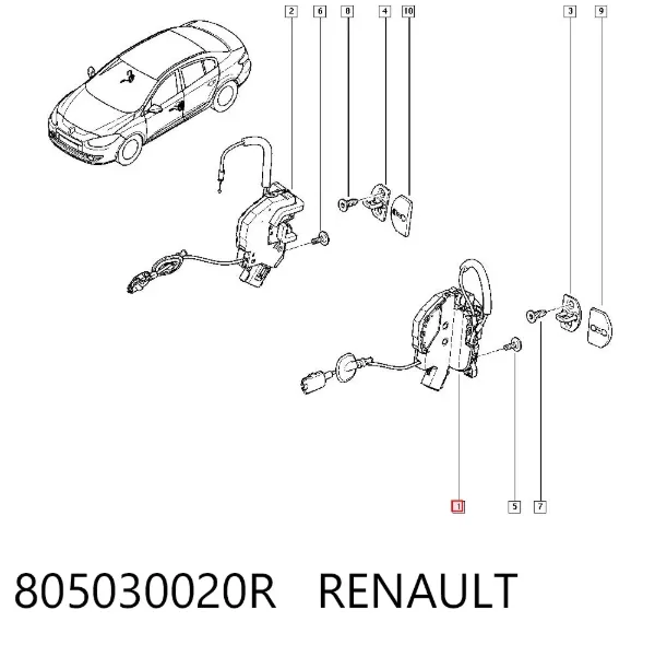 Zamek drzwi przednich lewych Renault Fluence L3