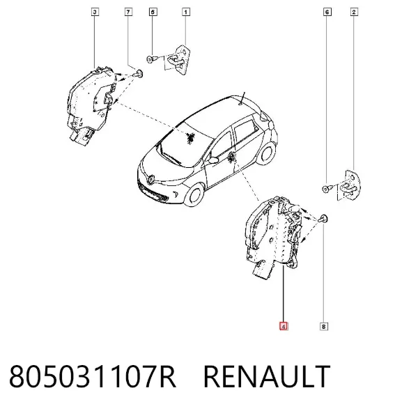 Zamek drzwi przednich lewych 805031107R Renault (RVI)
