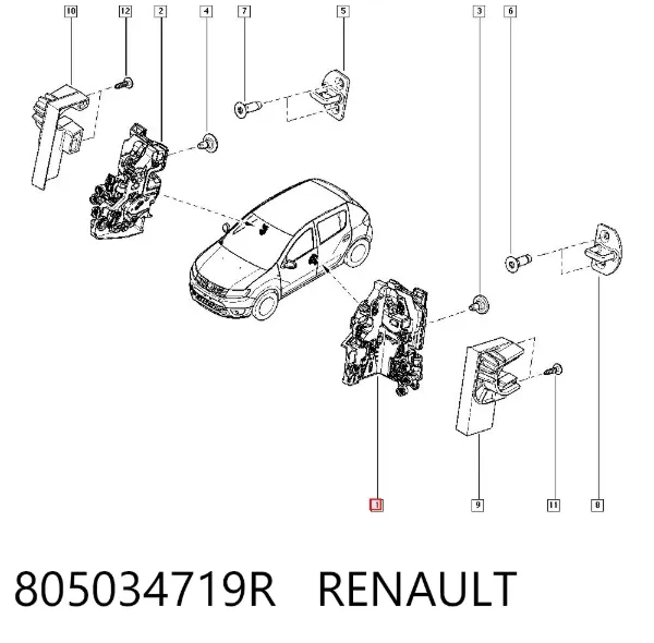 Zamek drzwi przednich lewych 805034719R Renault (RVI)