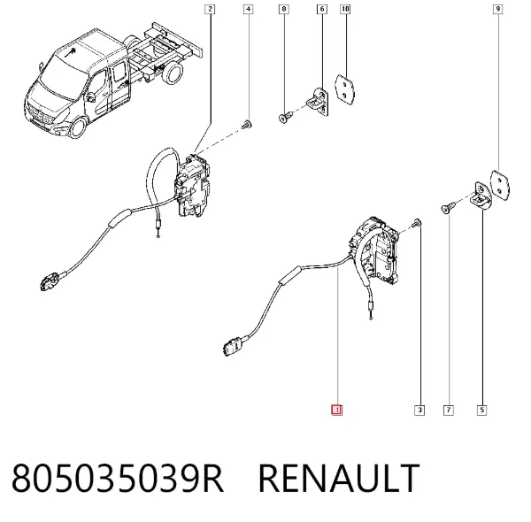 Zamek drzwi przednich lewych 805035039R Renault (RVI)