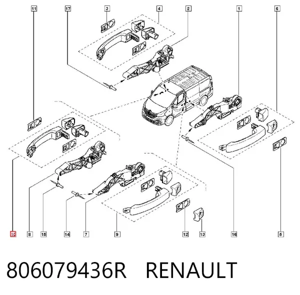 Klamka drzwi bocznych (przesuwnych) zewnętrzna 806079436R Renault (RVI)