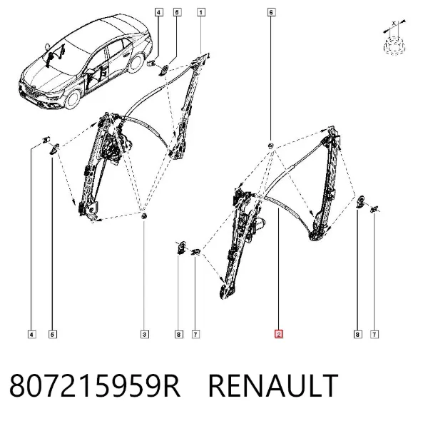 Mechanizm podnoszenia szyby drzwi przednich lewych Renault Megane IV