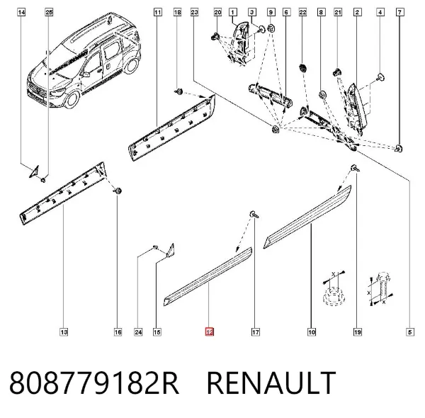 Nakładka na drzwi przednie lewe 808779182R Renault (RVI)