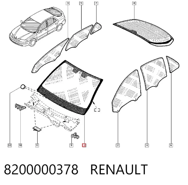 Szyba przednia 8200000378 Renault (RVI)