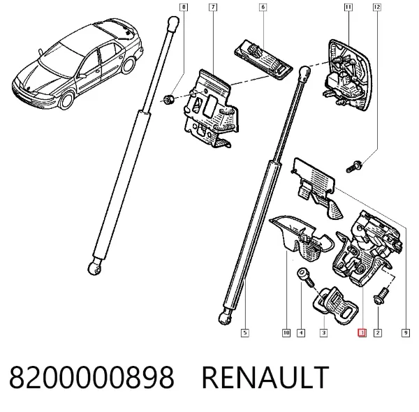 Zamek klapy bagażnika (3/5 drzwi tylnych) 8200000898 Renault (RVI)