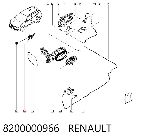 Silniczek otwierania klapki wlewu paliwa 8200000966 Renault (RVI)