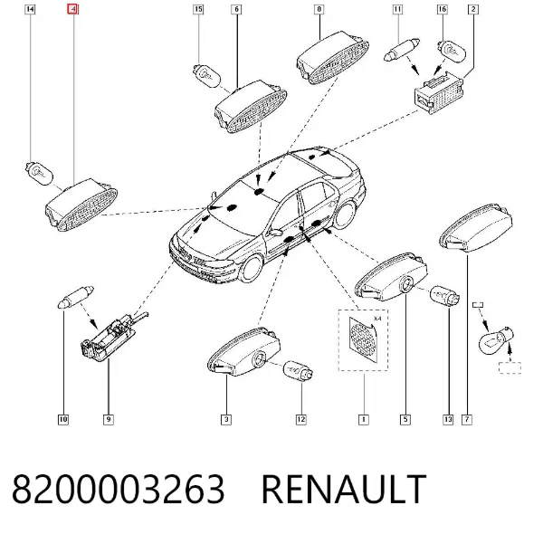 Lampka oświetlenia kabiny 8200003263 Renault (RVI)