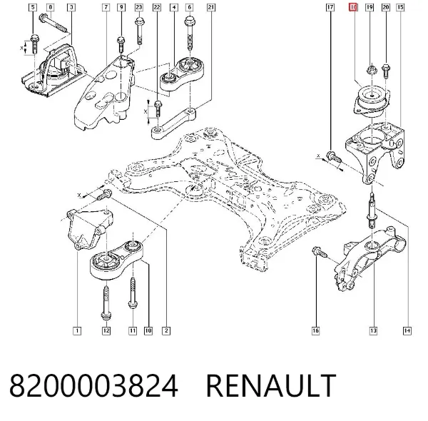 Poduszka (podpora) silnika lewa 8200003824 Renault (RVI)