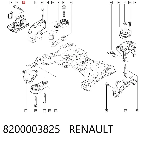 Poduszka (podpora) silnika prawa 8200003825 Renault (RVI)