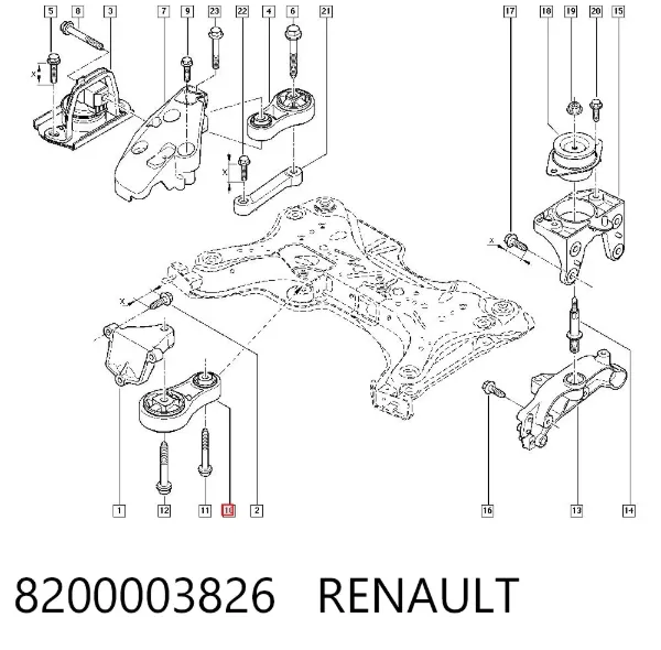 Poduszka (podpora) silnika dolna 8200003826 Renault (RVI)