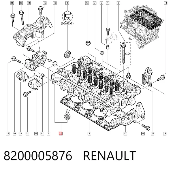 Głowica cylindrów 8200005876 Renault (RVI)