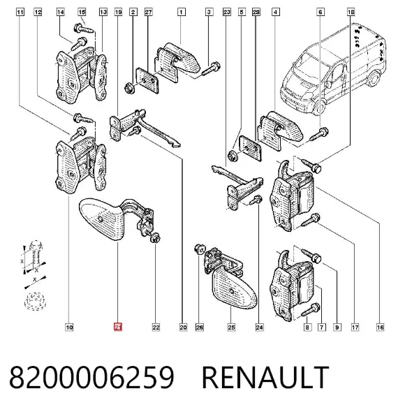 Ogranicznik drzwi bagażnika (van) 8200006259 Renault (RVI)