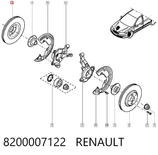 Tarcza hamulcowa przednia 8200007122 Renault (RVI)
