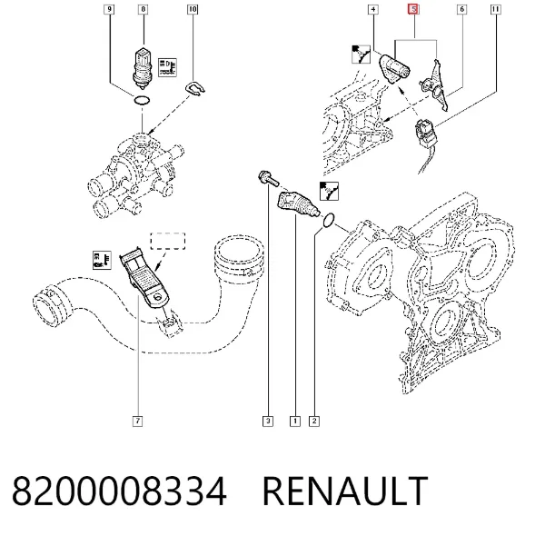 Czujnik położenia wału korbowego 8200008334 Renault (RVI)