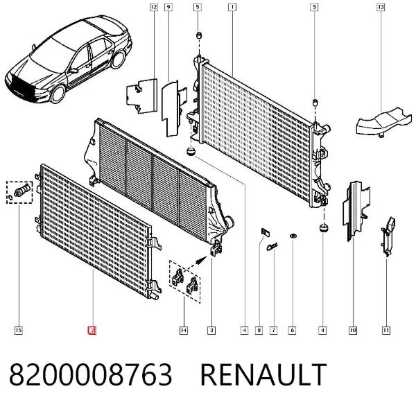 Chłodnica klimatyzacji 8200008763 Renault (RVI)