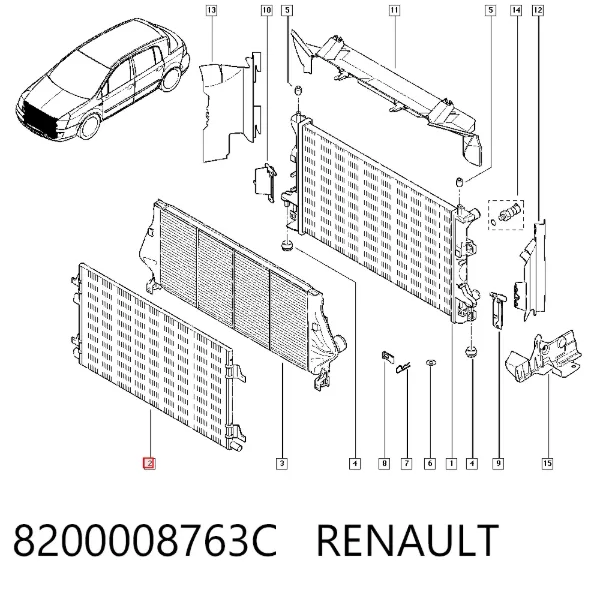 Chłodnica klimatyzacji 8200008763C Renault (RVI)