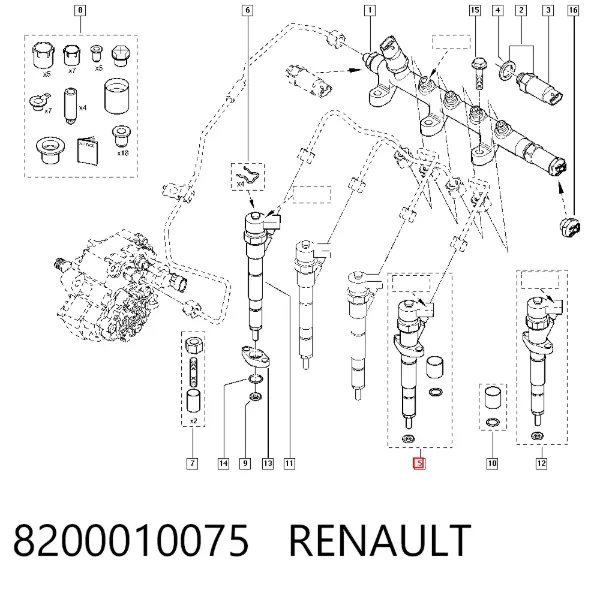 Wtryskiwacz paliwa 8200010075 Renault (RVI)