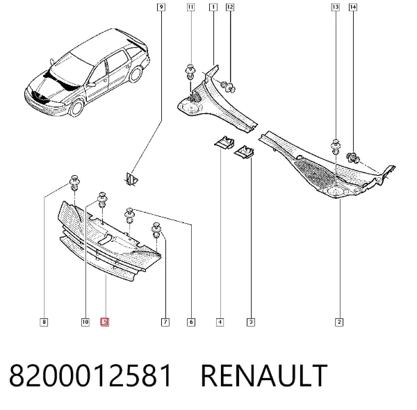 Atrapa chłodnicy 8200012581 Renault (RVI)