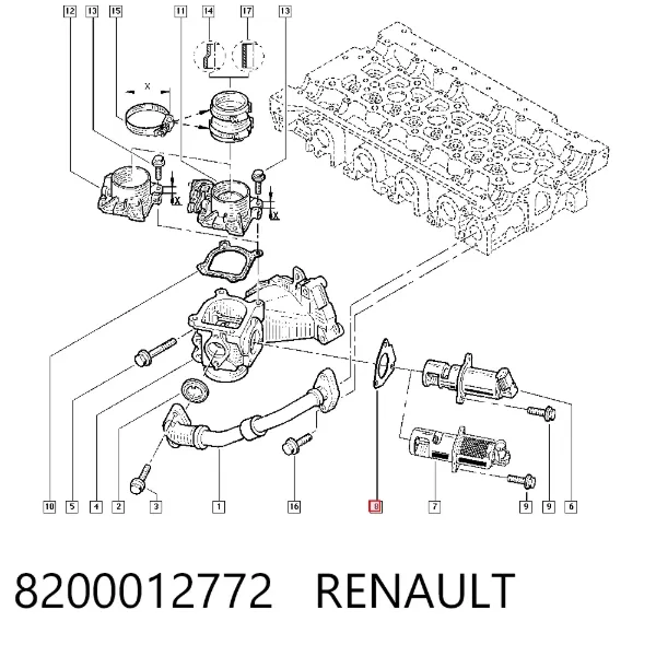 Uszczelka zaworu recyrkulacji EGR 8200012772 Renault (RVI)
