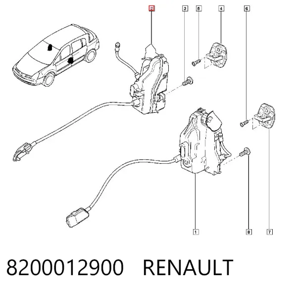 Zamek drzwi przednich prawych Renault Vel Satis BJ0