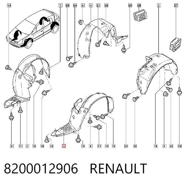 Nadkole błotnika przedniego lewe Renault Vel Satis BJ0