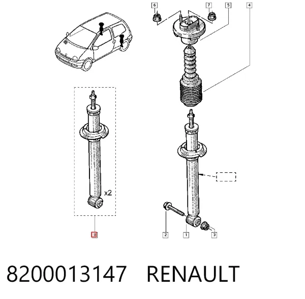 Amortyzator tylny 8200013147 Renault (RVI)