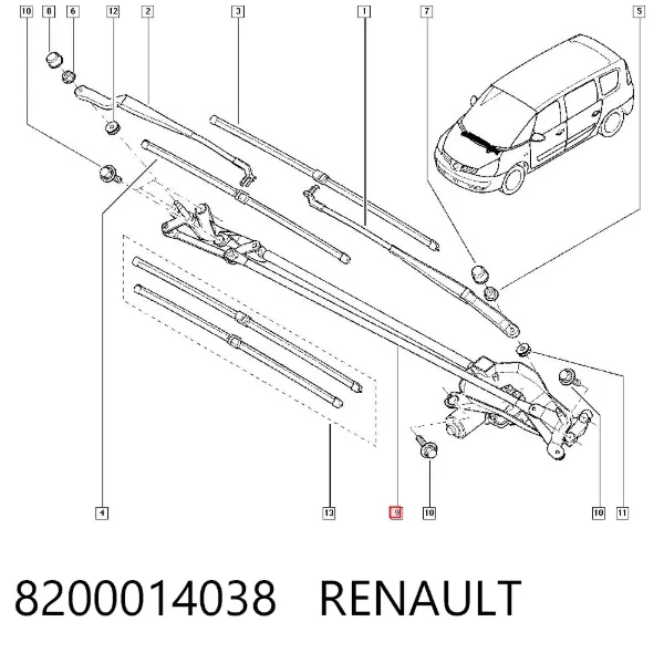 Mechanizm wycieraczek Renault Espace IV