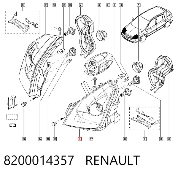 Reflektor lewy Renault Vel Satis BJ0