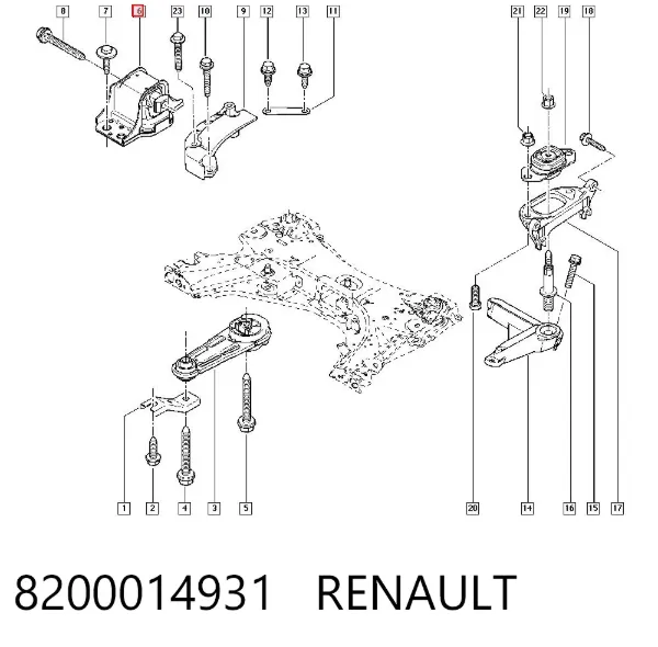 Poduszka (podpora) silnika prawa 8200014931 Renault (RVI)