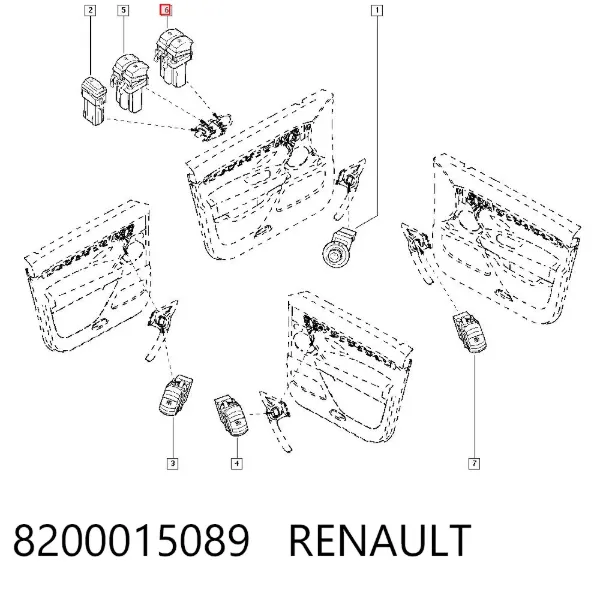 Panel przyciskowy sterowania podnośnikiem szyby przedni lewy 8200015089 Renault (RVI)
