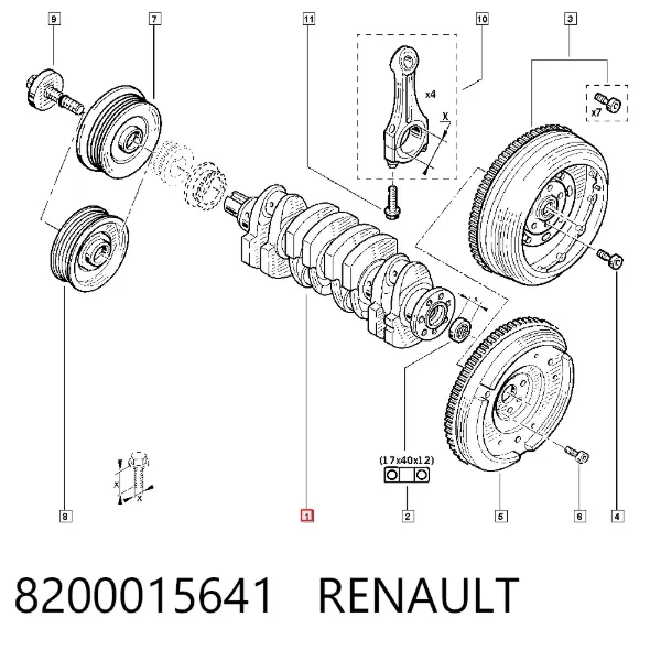 Wał korbowy silnika 8200015641 Renault (RVI)