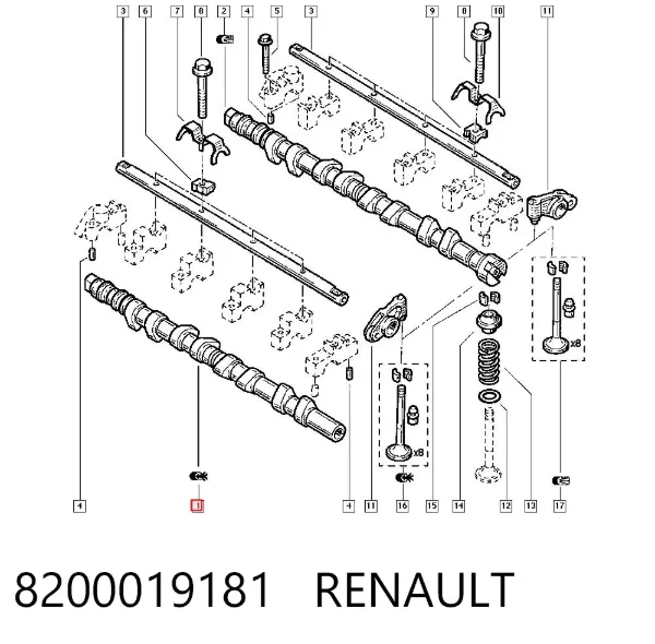 Wał rozrządu silnika ssący, dolotowy 8200019181 Renault (RVI)