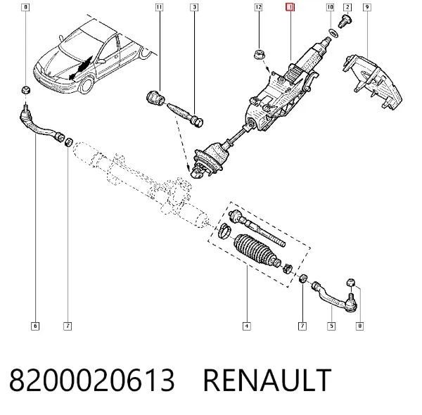 Kolumna (wał) kierownicza (kierownicy) 8200020613 Renault (RVI)