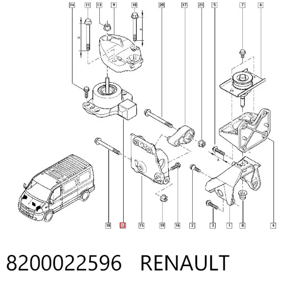 Poduszka (podpora) silnika prawa 8200022596 Renault (RVI)
