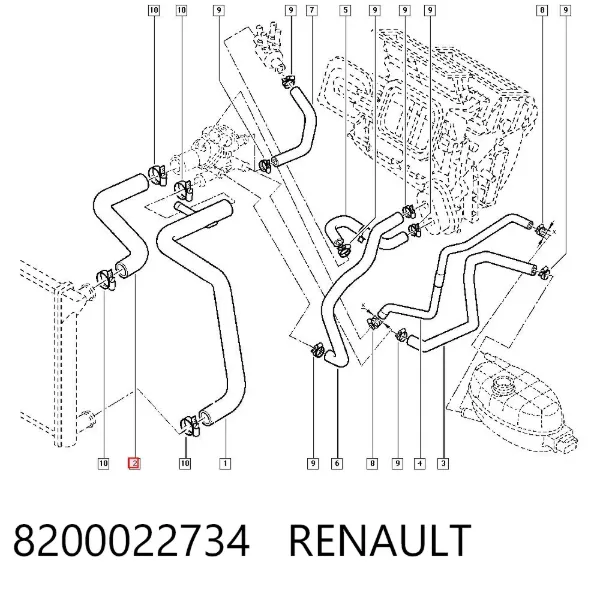 Przewód (króciec) chłodnicy górny 8200022734 Renault (RVI)