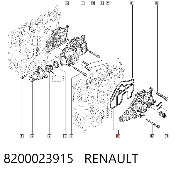 Obudowa termostatu 8200023915 Renault (RVI)