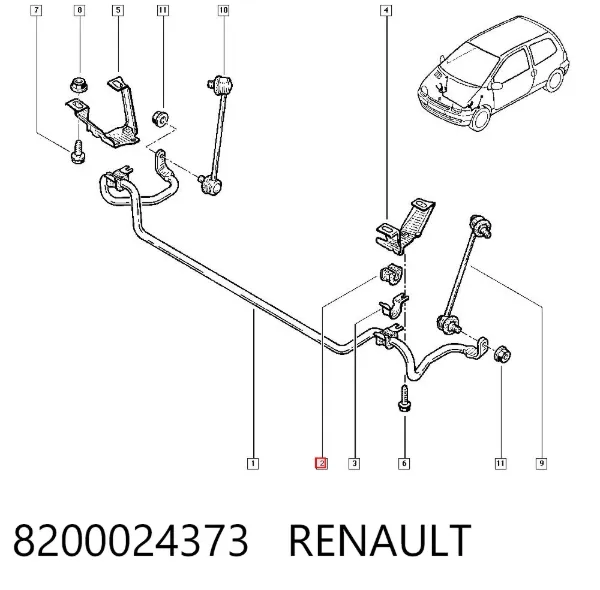 Tuleja stabilizatora przedniego 8200024373 Renault (RVI)