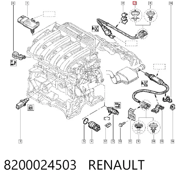 Sonda lambda, czujnik tlenu 8200024503 Renault (RVI)