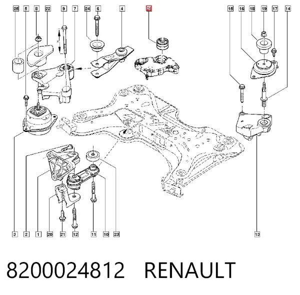 Poduszka (podpora) silnika prawa (silentblock) 8200024812 Renault (RVI)