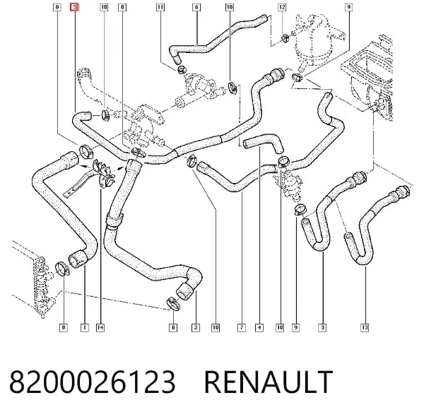 Przewód (króciec) układu chłodzenia 8200026123 Renault (RVI)
