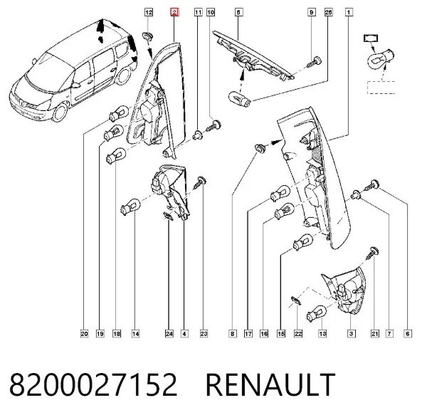 Lampa zespolona tylna prawa Renault Espace IV