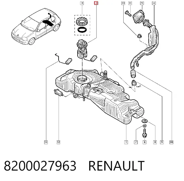 Moduł pompy paliwowej z czujnikiem poziomu paliwa 8200027963 Renault (RVI)