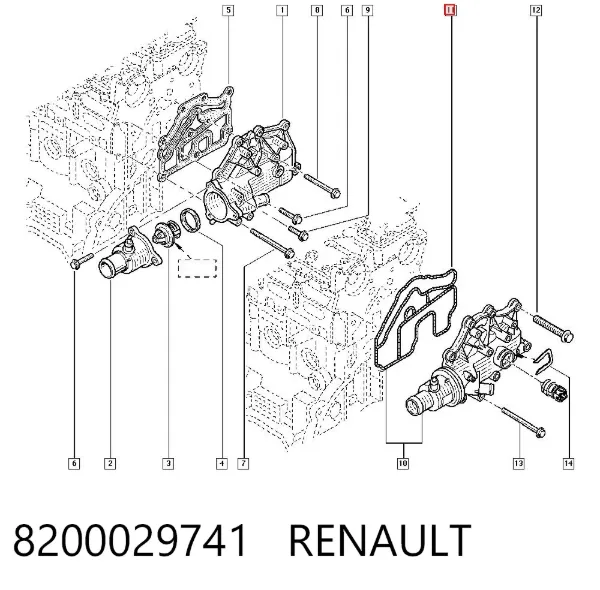 Uszczelka obudowy termostatu 8200029741 Renault (RVI)