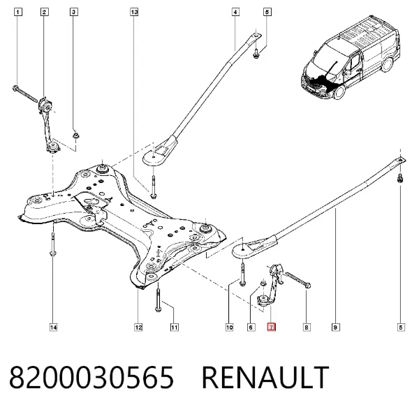 Rozpórka wahacza tylnego przedniego lewa 8200030565 Renault (RVI)