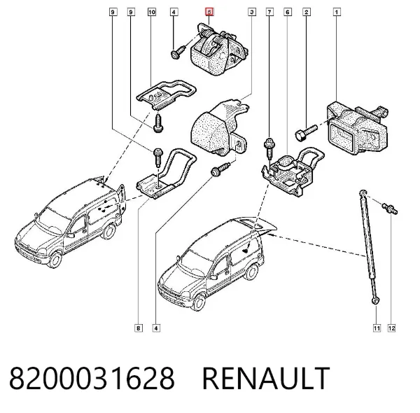 Zamek drzwi tylnych lewych skrzydłowych górny 8200031628 Renault (RVI)