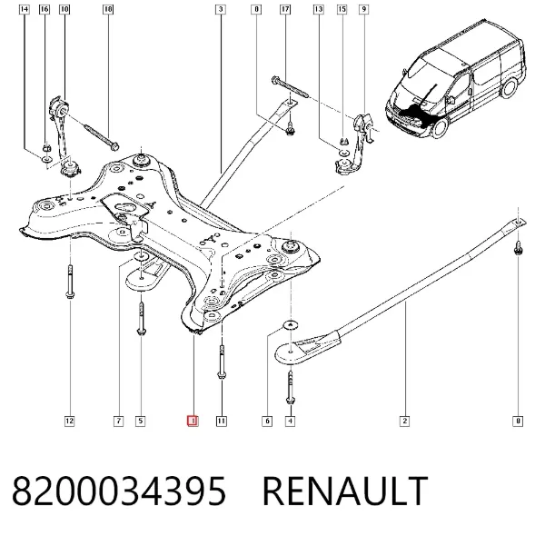 Korpus osi przedniej 8200034395 Renault (RVI)