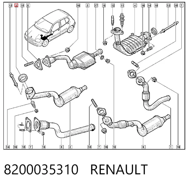 Uszczelka rury odbiornika tłumika 8200035310 Renault (RVI)