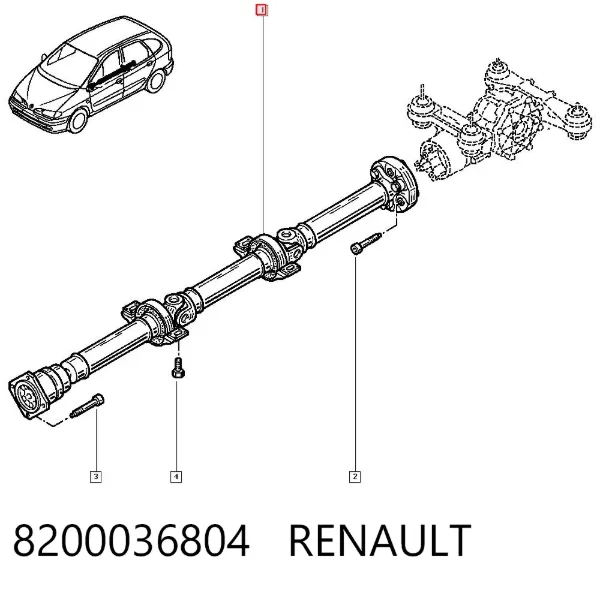Wał Cardana tylny, kompletny 8200036804 Renault (RVI)